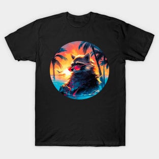 Raccoon in sunglasses on a beach T-Shirt